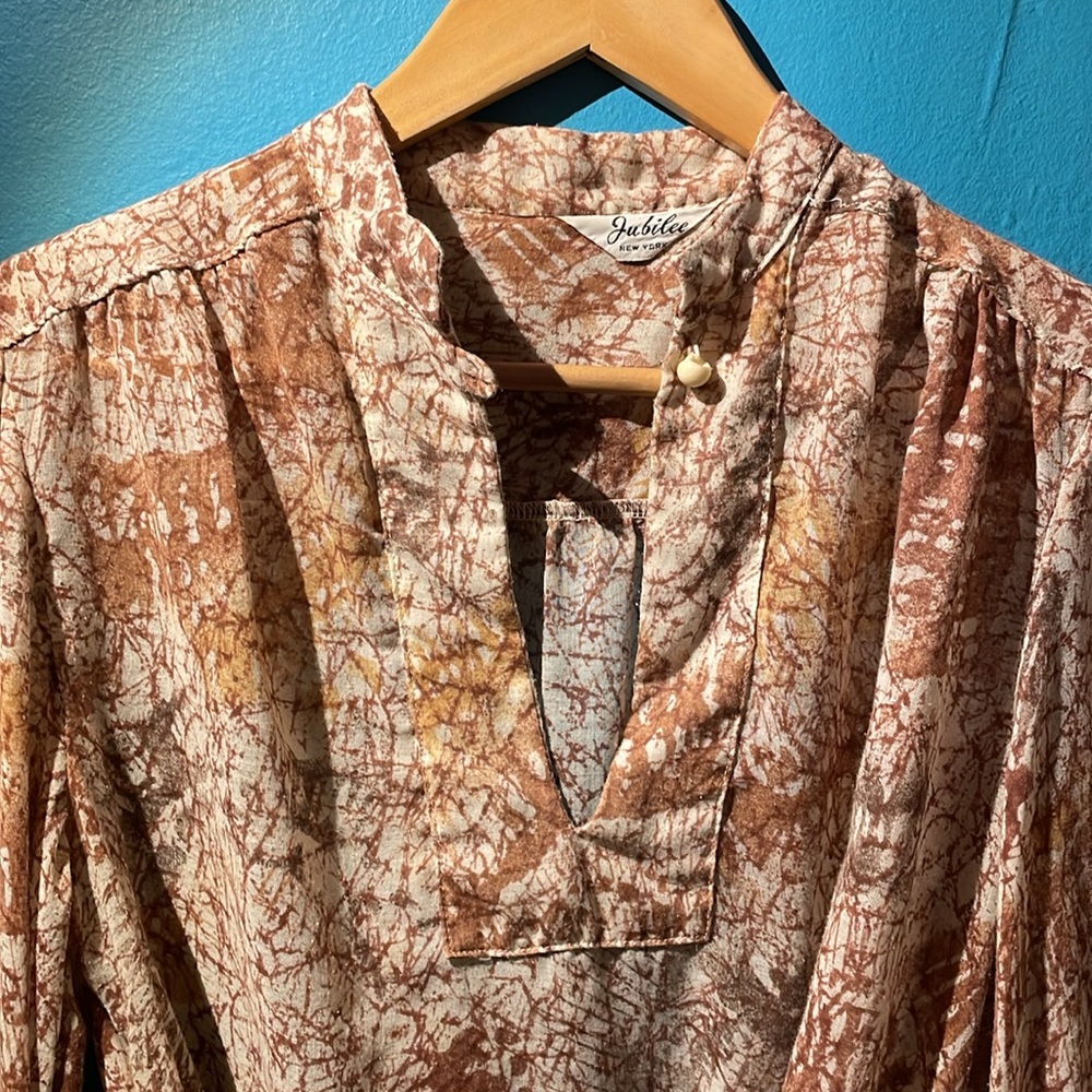 Vintage gauzy 1970s peasant blouse large